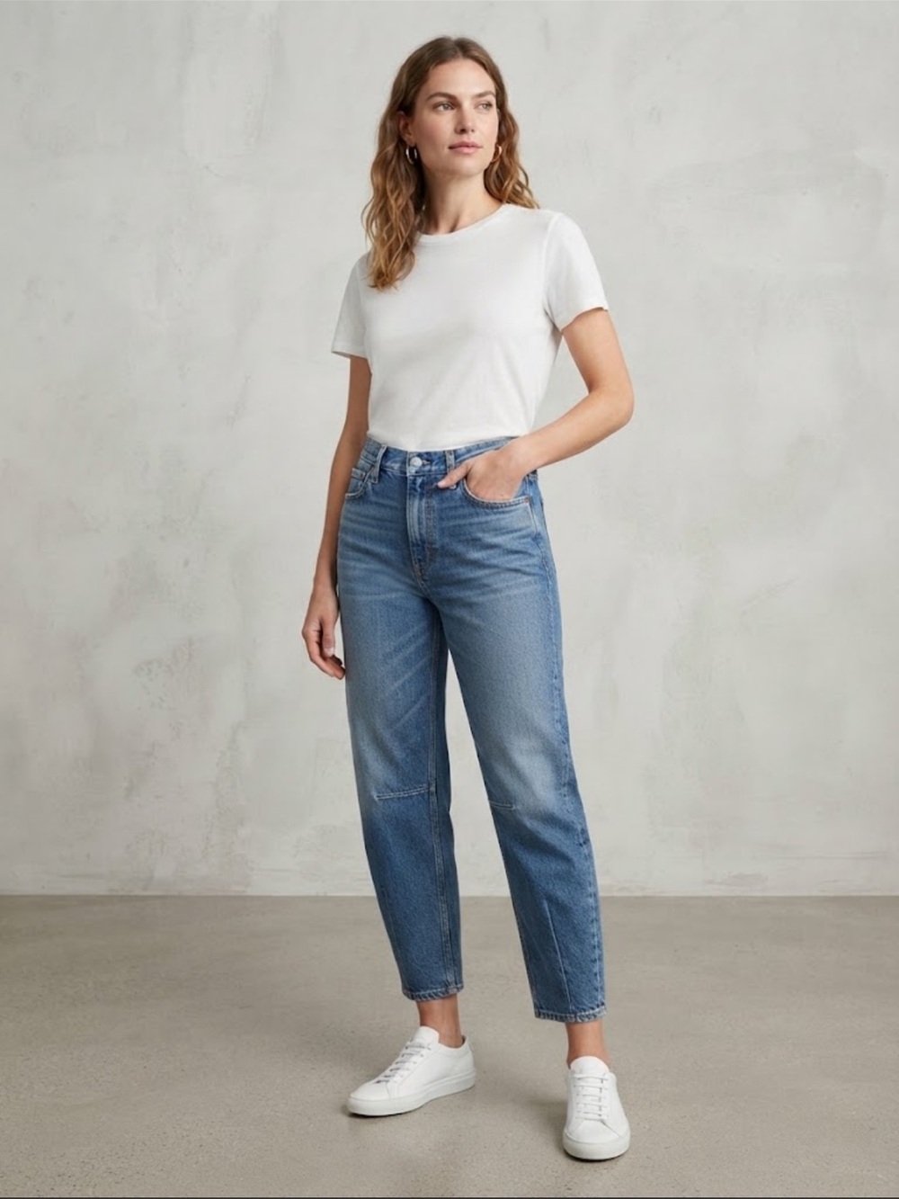 Madewell The Darted Barrel Leg Jeans Blue Cotton Denim Womens W29 READ